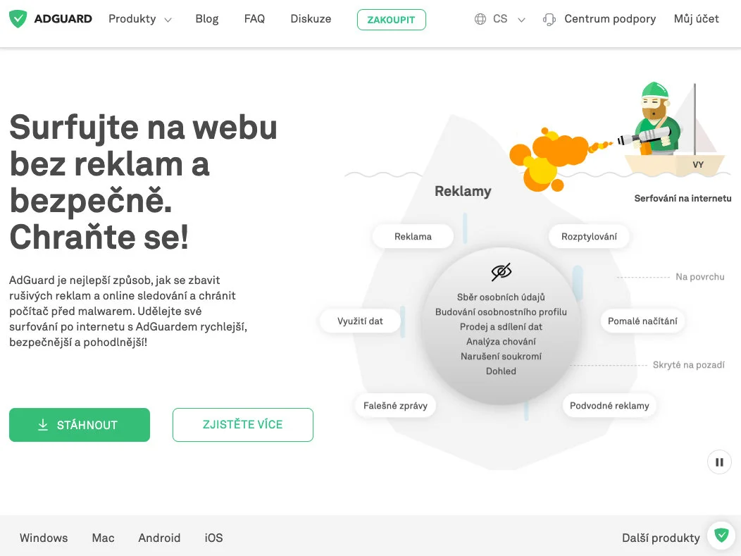 s AdGuard bez reklamy, čisto a uklizeno