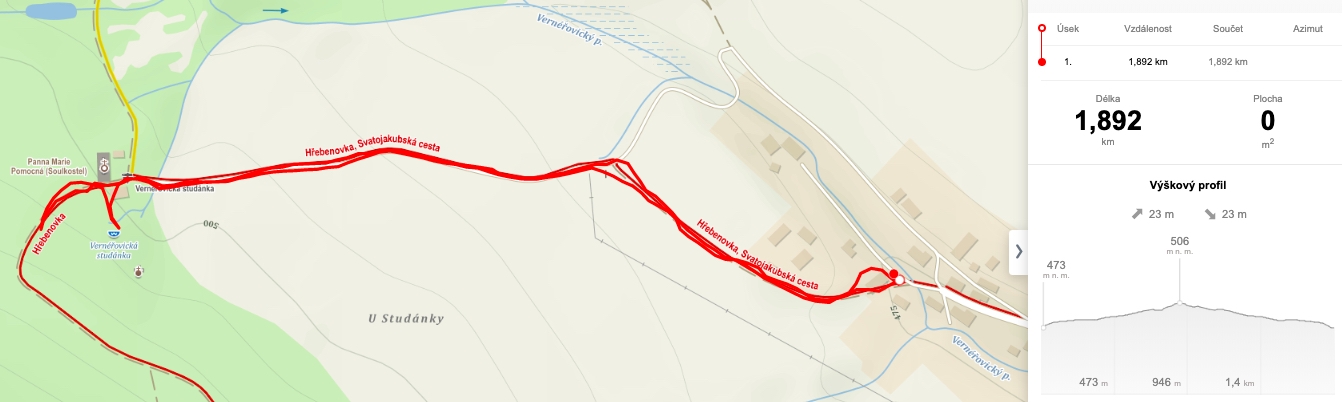 k Vernéřovické studánce – trasa