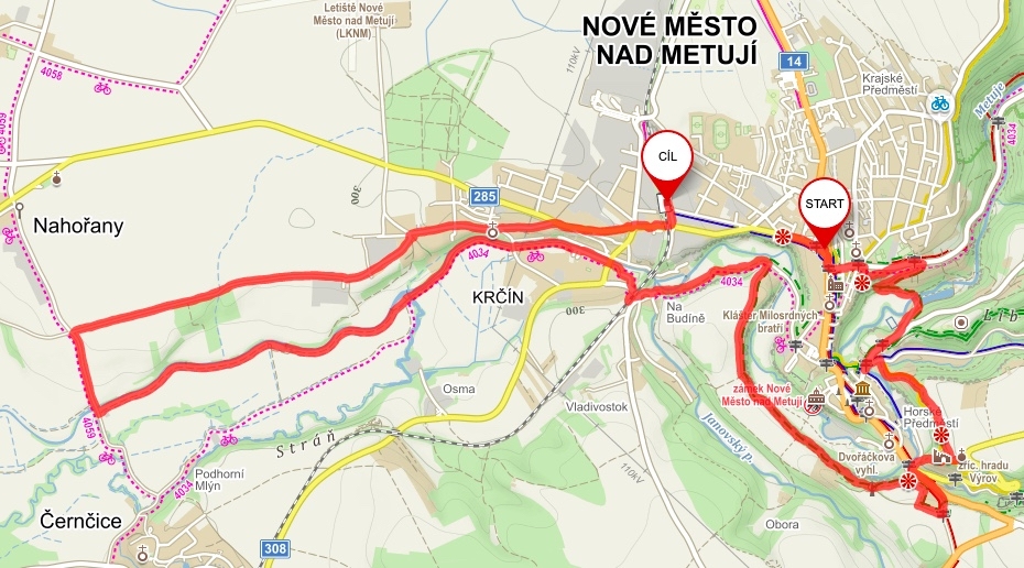 nad Nové Město a u Metuje – trasa