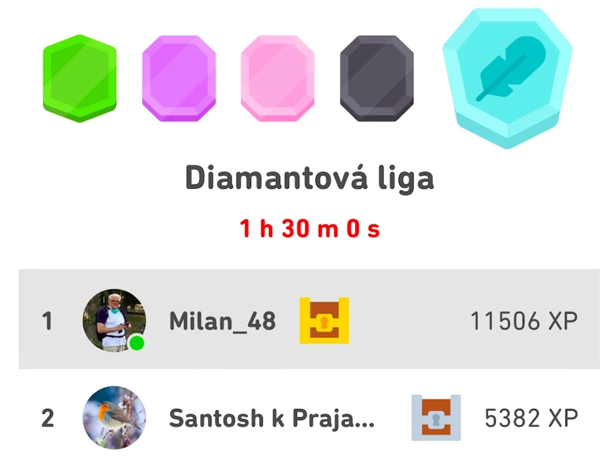 diamantová liga Duolingo