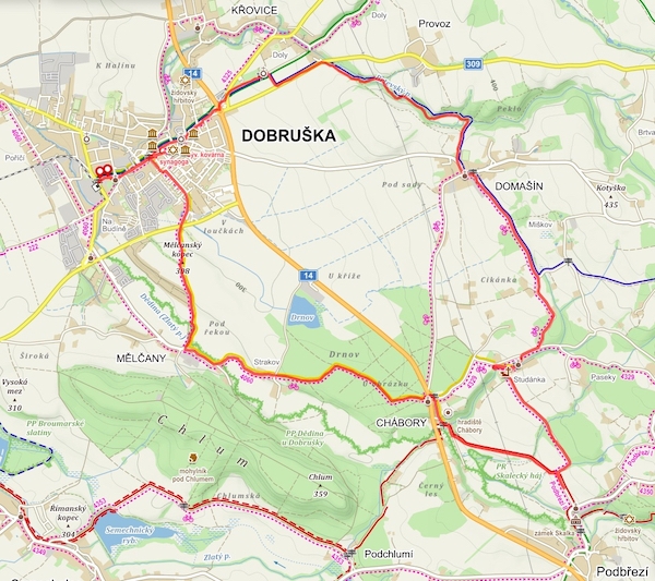 znovu v Dobrušce - trasa