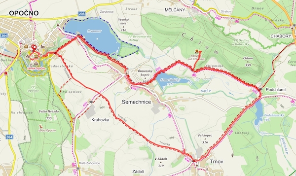 opočenská opuka – trasa