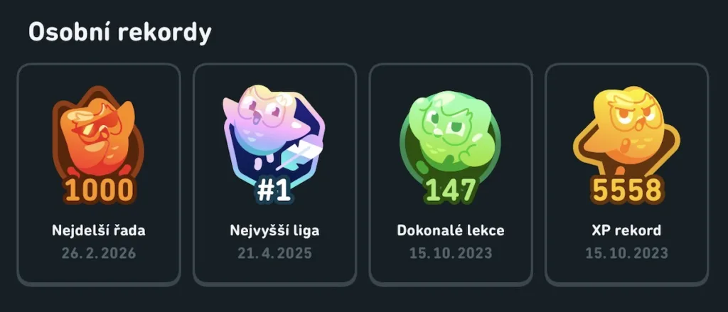 🎯 1000 dnů s Duolingo – jazyky, ale i matematika, noty a šachy 4 Duolingo rekordy