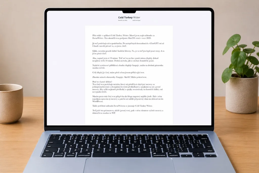 🦃 Cold Turkey Writer – piš dál, i když krocan stydne